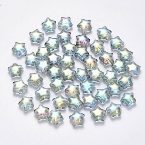 Clear Mist Star Shape Glass Beads