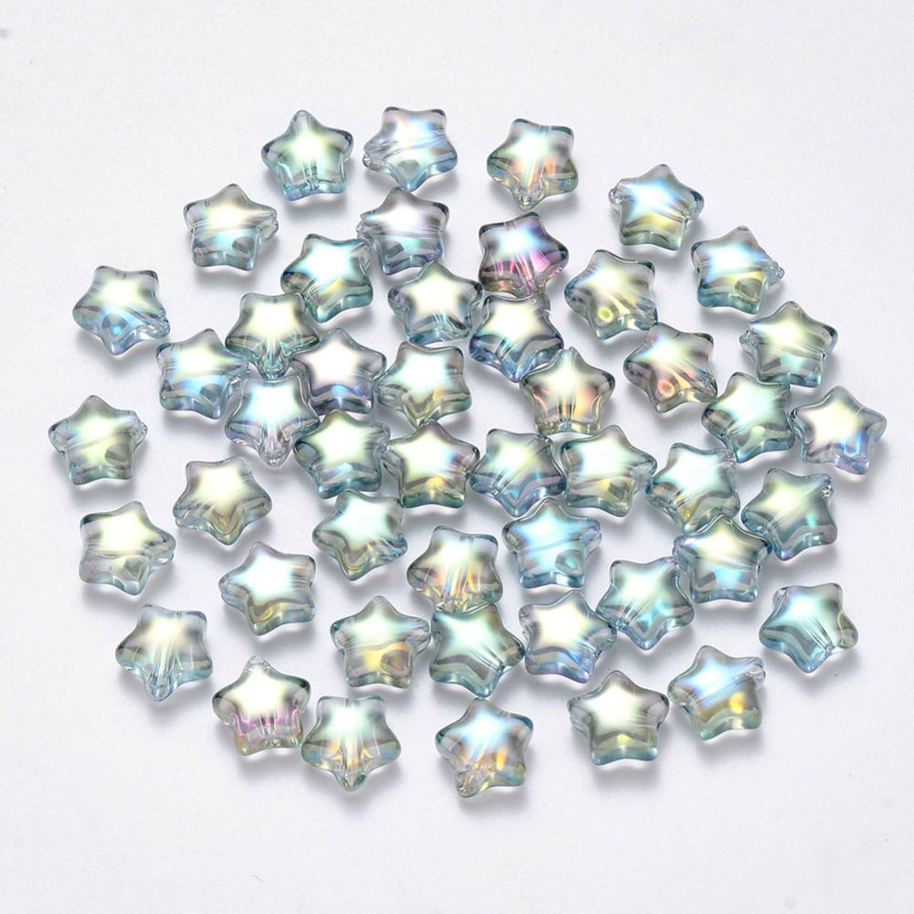 Clear Mist Star Shape Glass Beads