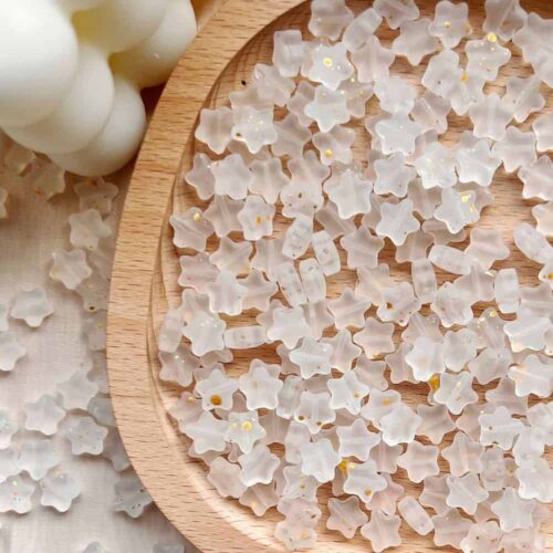 Frosted Floral White Star Shape Beads