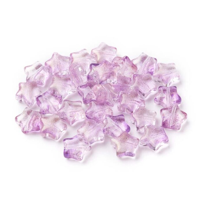 Purple Star Shape Glass Beads