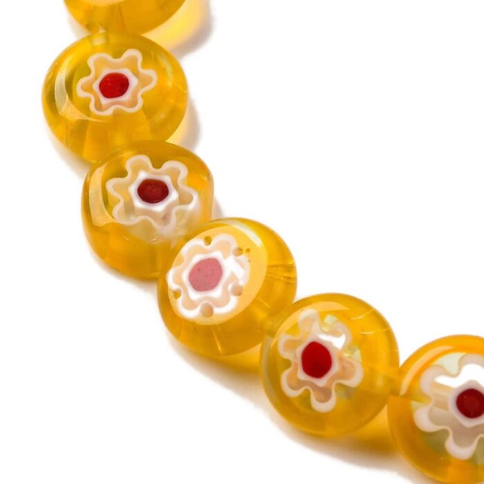 Golden Millefiori Tablet Glass Beads
