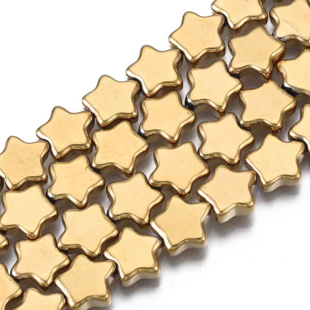 Gold Plated Star Shape Glass Beads