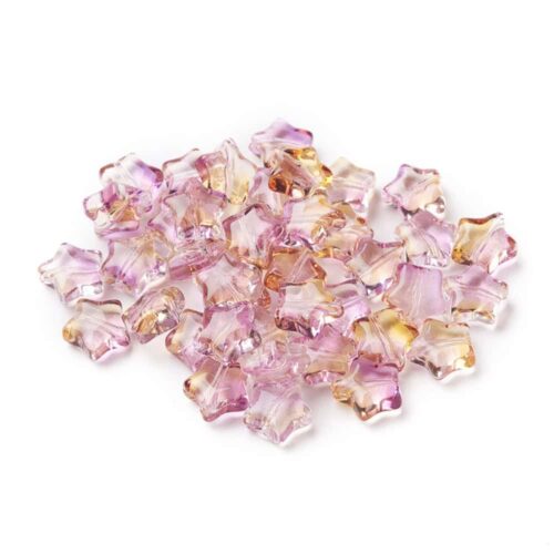 Two Tone Golden Star Shape Glass Beads