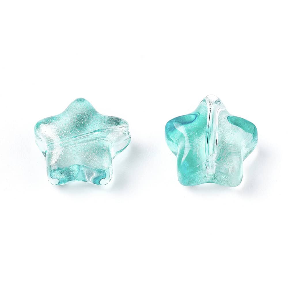 Cyan Star Shape Glass Beads