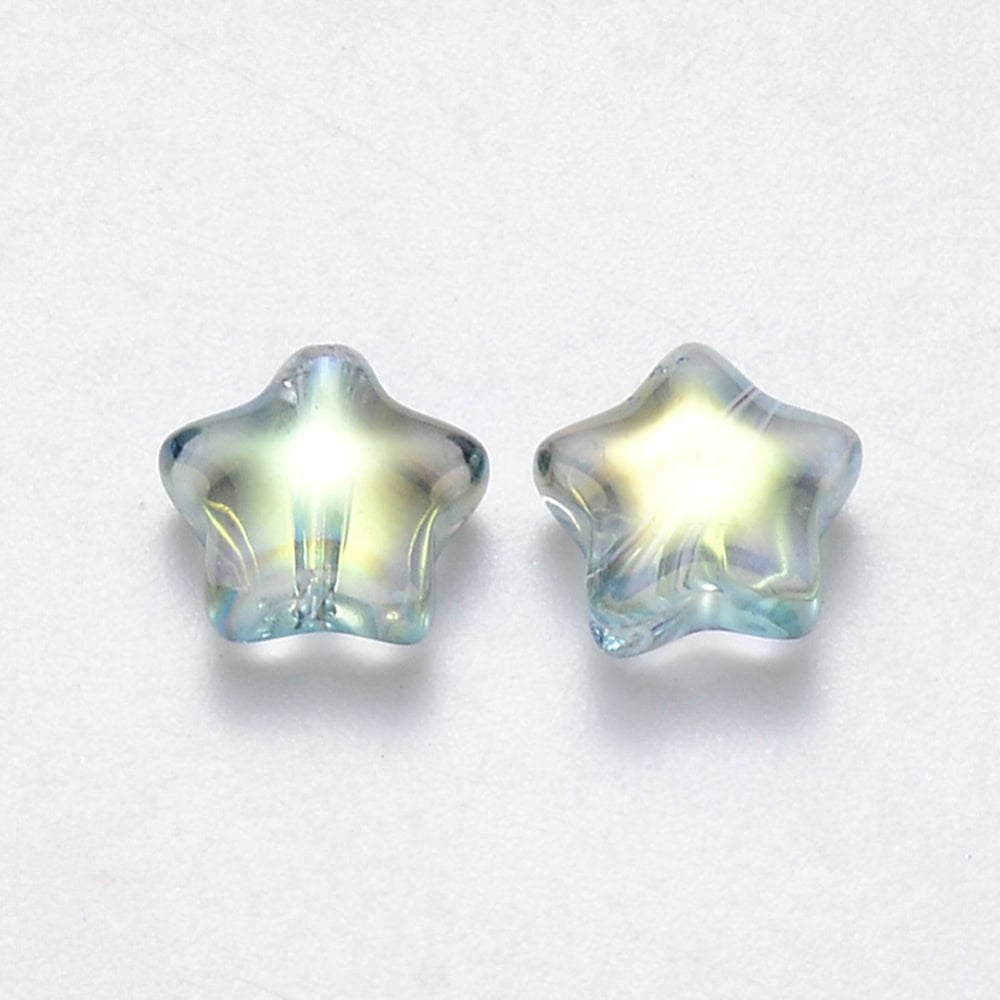 Clear Mist Star Shape Glass Beads