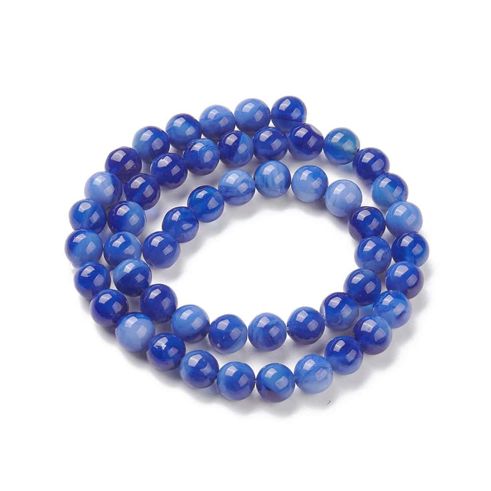 Blue Lampwork Round Beads