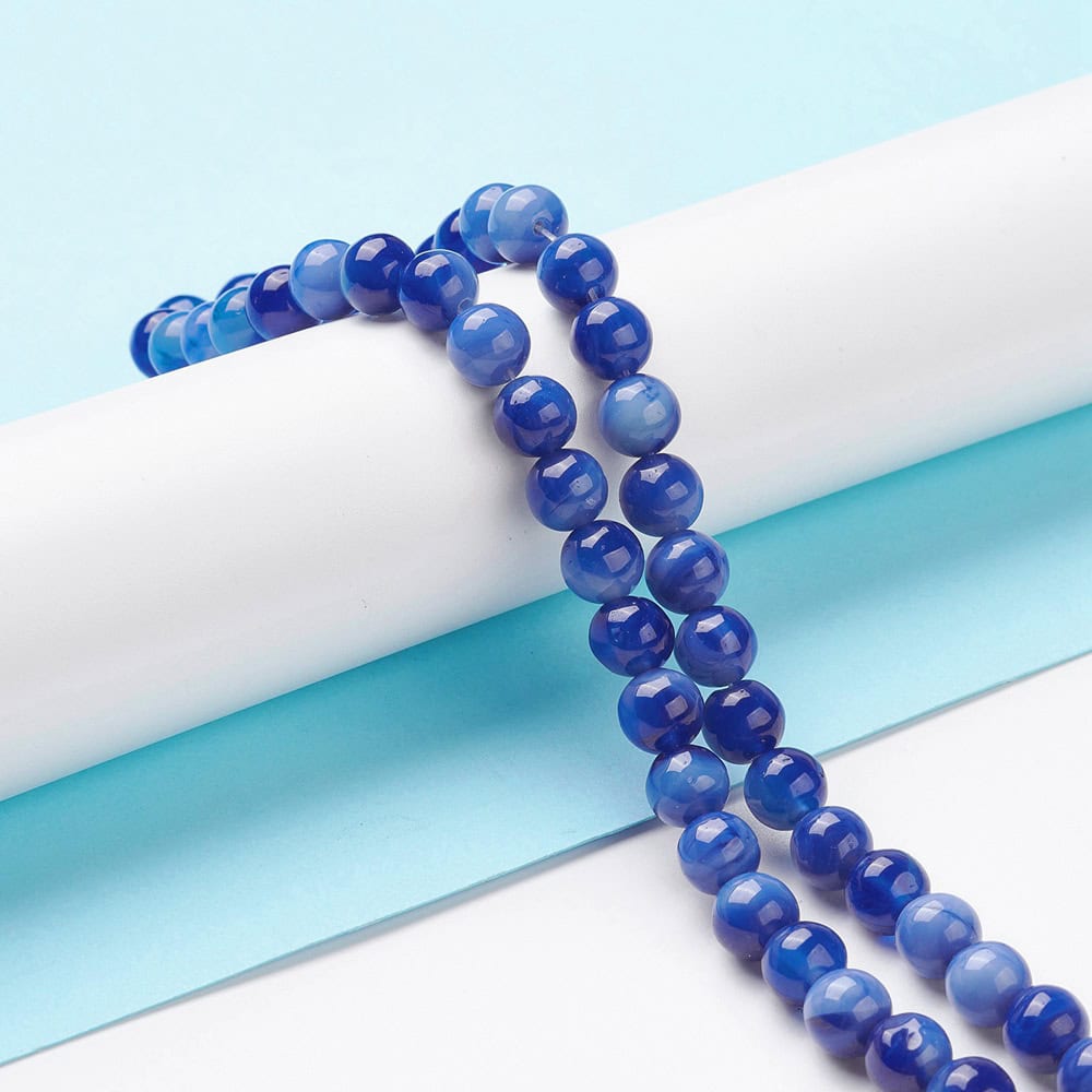 Blue Lampwork Round Beads