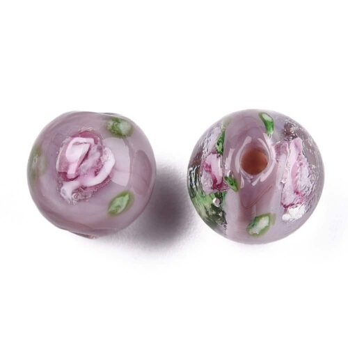 Solid Rose Lampwork Beads