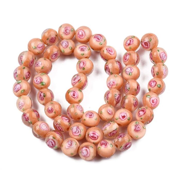 Solid Light Salmon Lampwork Beads