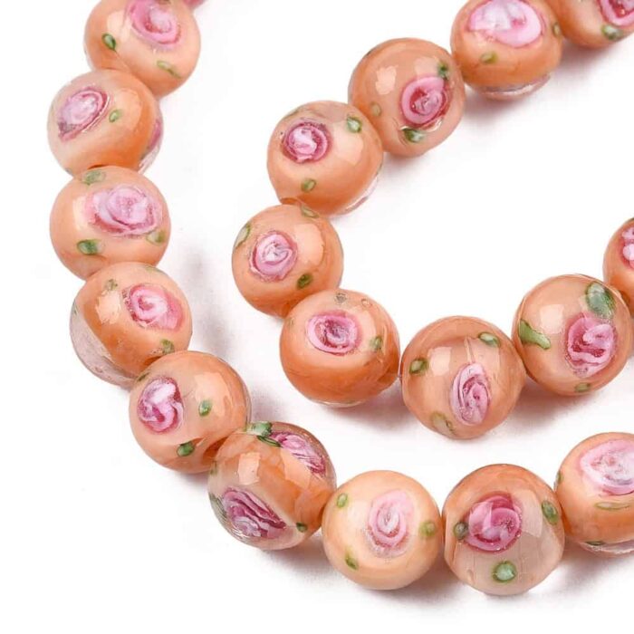 Solid Light Salmon Lampwork Beads