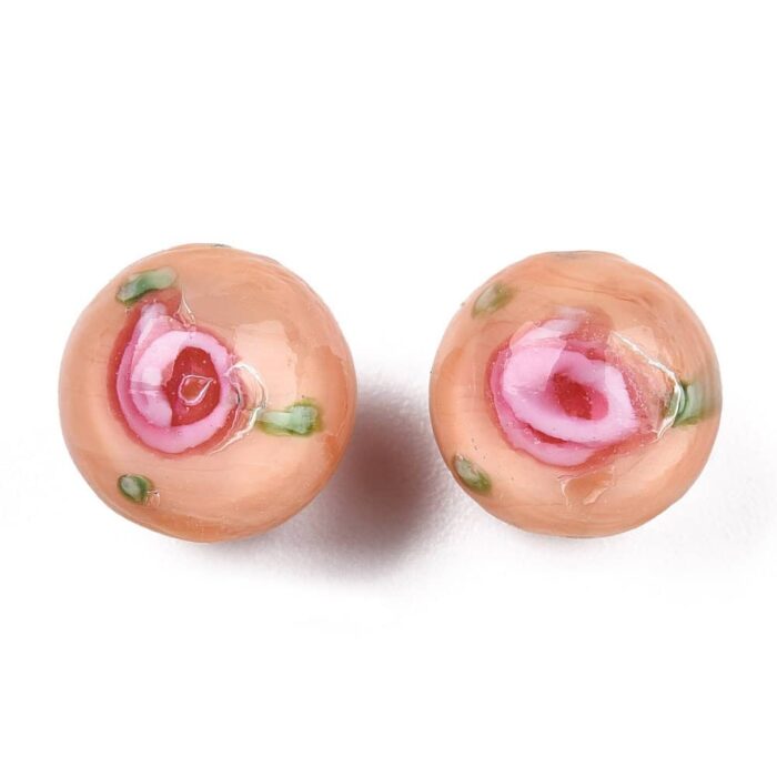 Solid Light Salmon Lampwork Beads