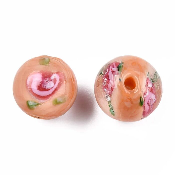 Solid Light Salmon Lampwork Beads