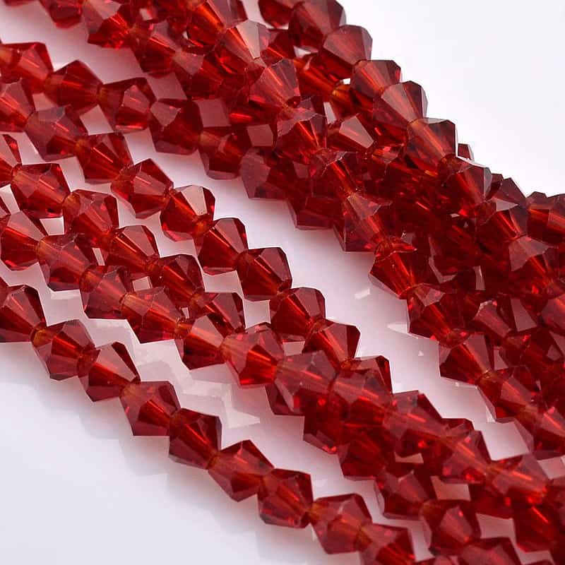 Deep Red Czech Bicone Glass Beads