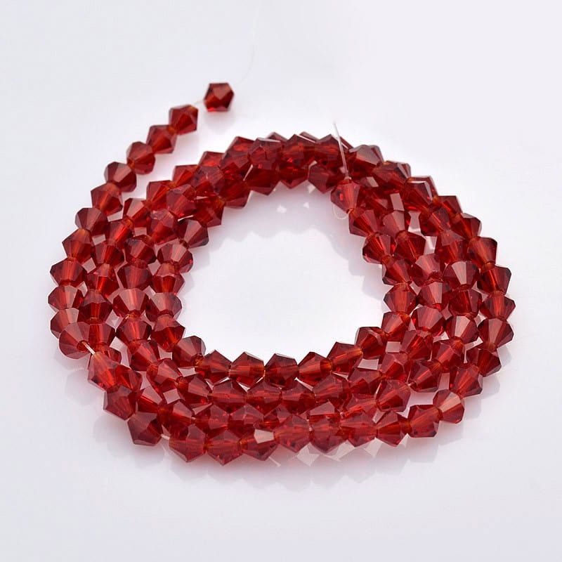 Deep Red Czech Bicone Glass Beads