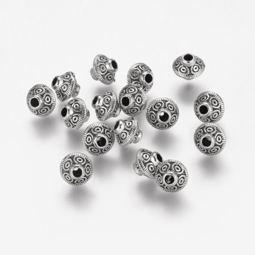 Antique Silver Floral Metal Beads