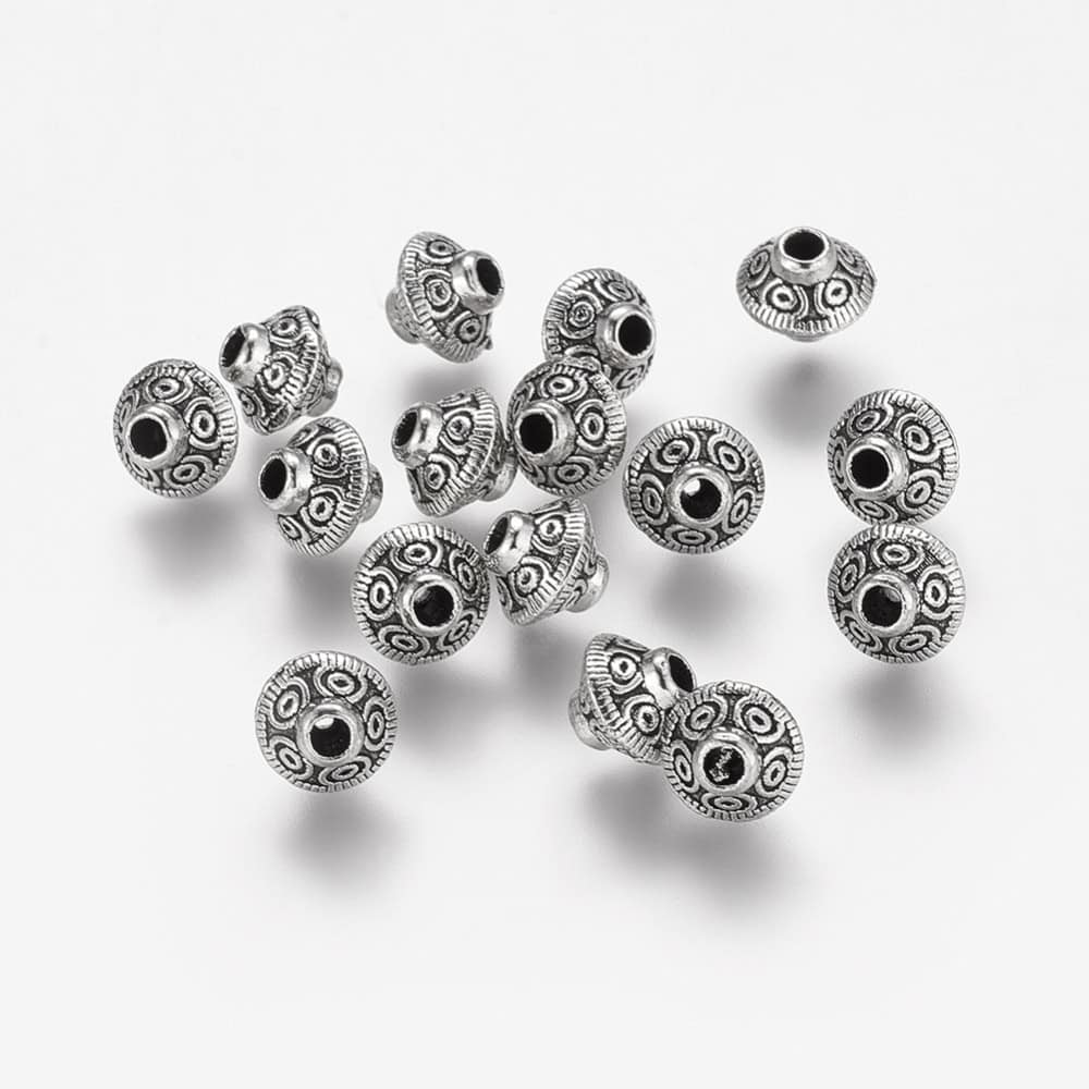 Antique Silver Floral Metal Beads