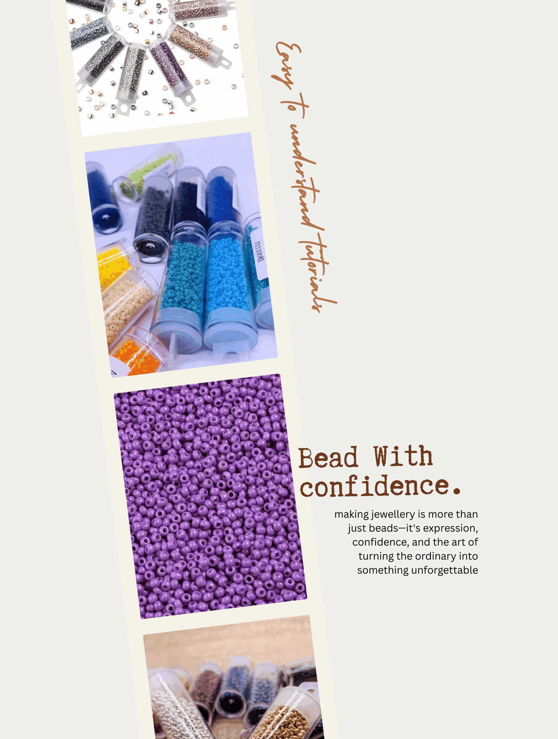 Seed bead size comparison showing different bead sizes from 6/0 to 15/0