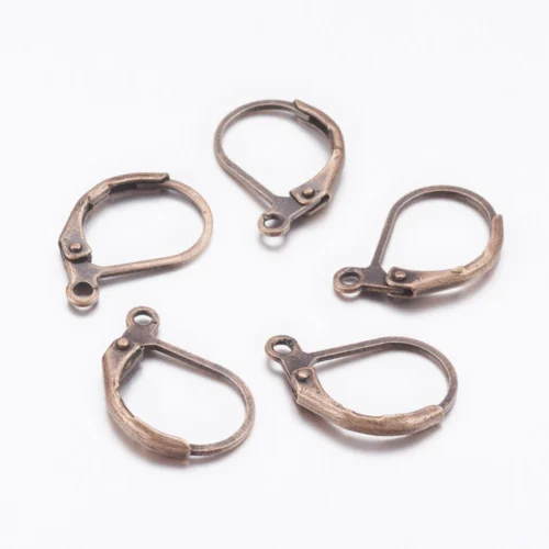 Red copper leverback earring hooks antique finish secure click closure small loop connector jewellery making Australia