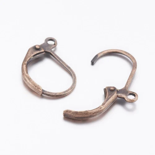 Red copper leverback earring hooks antique finish secure click closure small loop connector jewellery making Australia