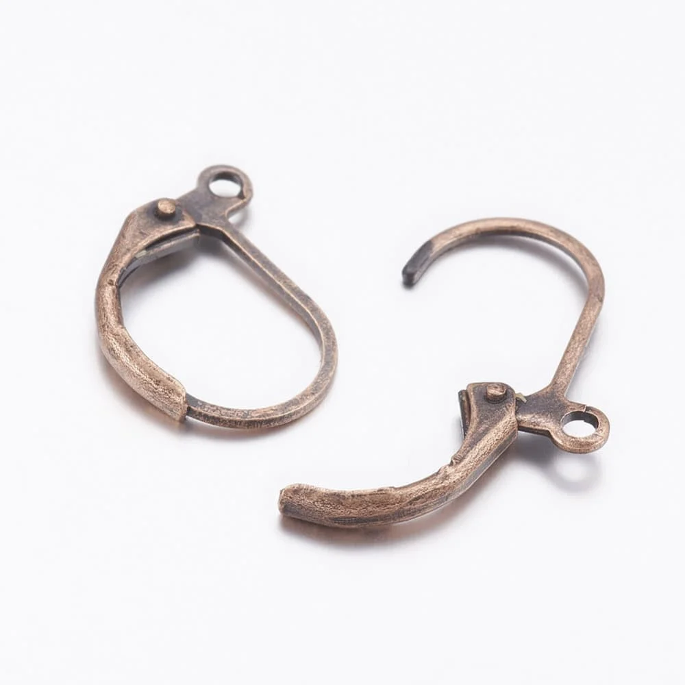 Red copper leverback earring hooks antique finish secure click closure small loop connector jewellery making Australia