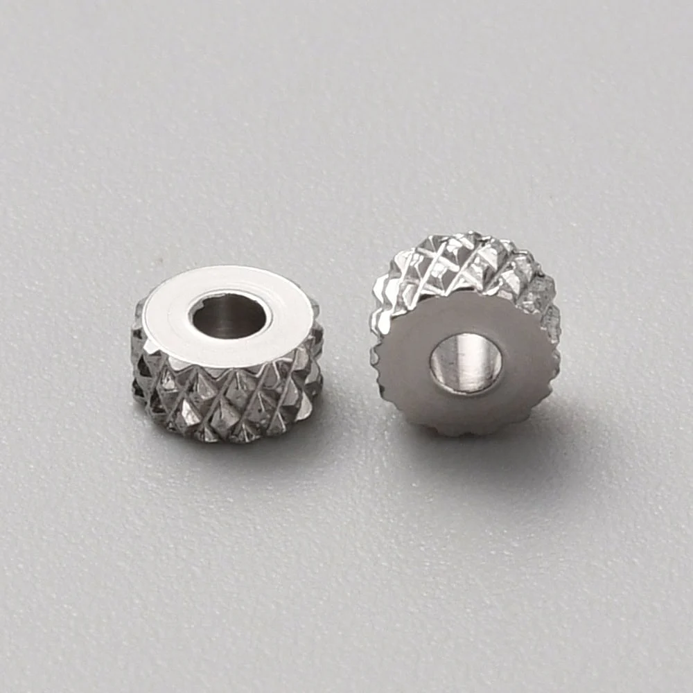 Textured stainless steel spacer beads diamond cut pyramid pattern rondelle shape gunmetal silver jewellery making Australia