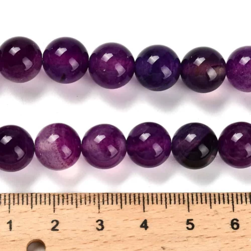 Natural purple agate glass beads 10mm round deep violet plum high gloss finish jewellery making Australia