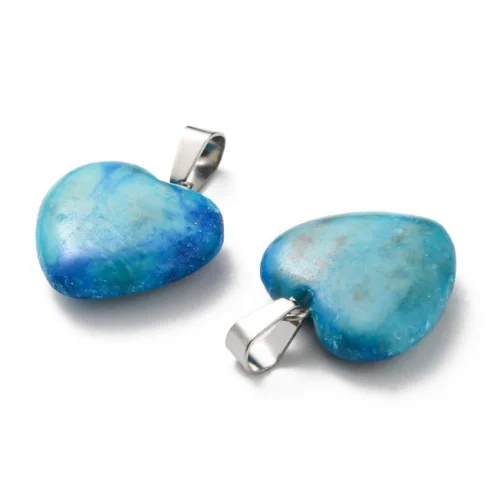 20mm turquoise heart pendant natural blue aqua stone with silver bail jewellery making Australia