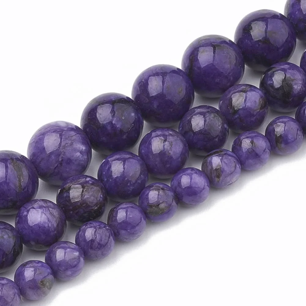 Natural Chalcedony Charoite Gemstones Beads 8mm Round