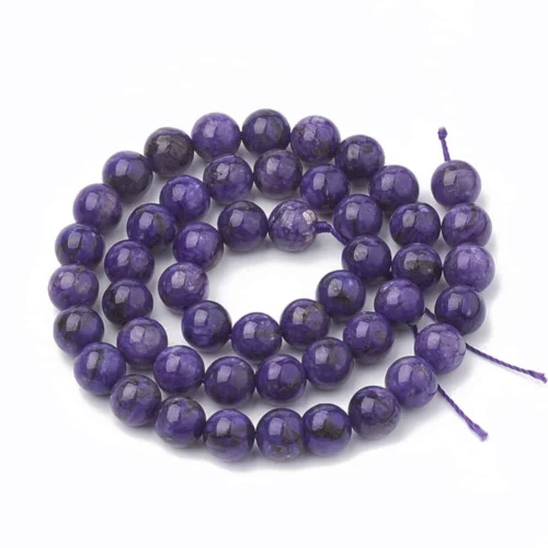 Natural Chalcedony Charoite Gemstone Beads 8mm Round