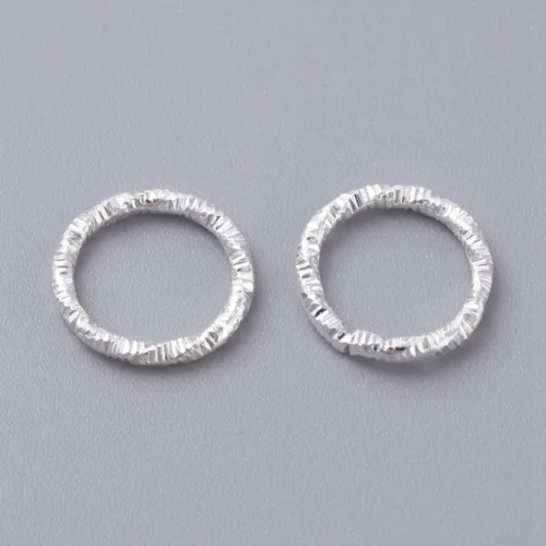 10mm textured silver jump rings hammered irregular surface bright silver finish jewellery making findings Australia