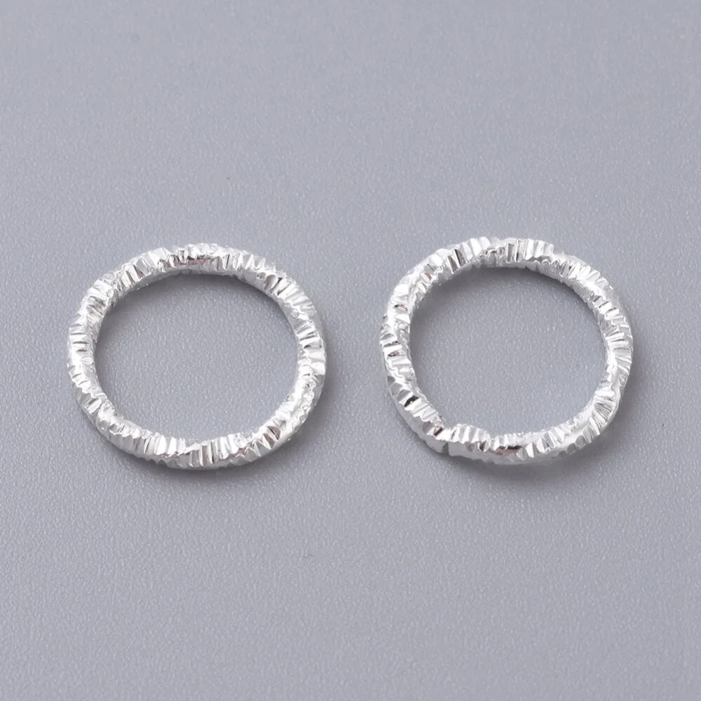 10mm textured silver jump rings hammered irregular surface bright silver finish jewellery making findings Australia