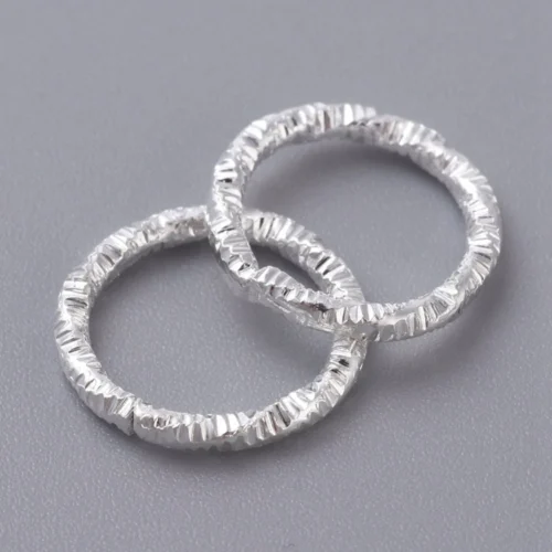 10mm textured silver jump rings hammered irregular surface bright silver finish jewellery making findings Australia