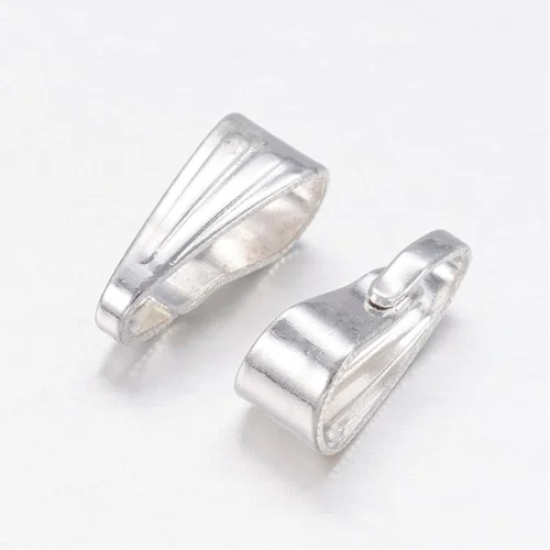 Snap on silver plated bails spring loaded clip mechanism ridged body bright silver finish pendant jewellery making Australia