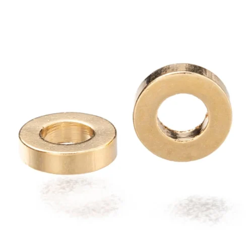 24K gold plated flat round spacer beads clean minimal rondelle brushed warm gold finish jewellery making Australia