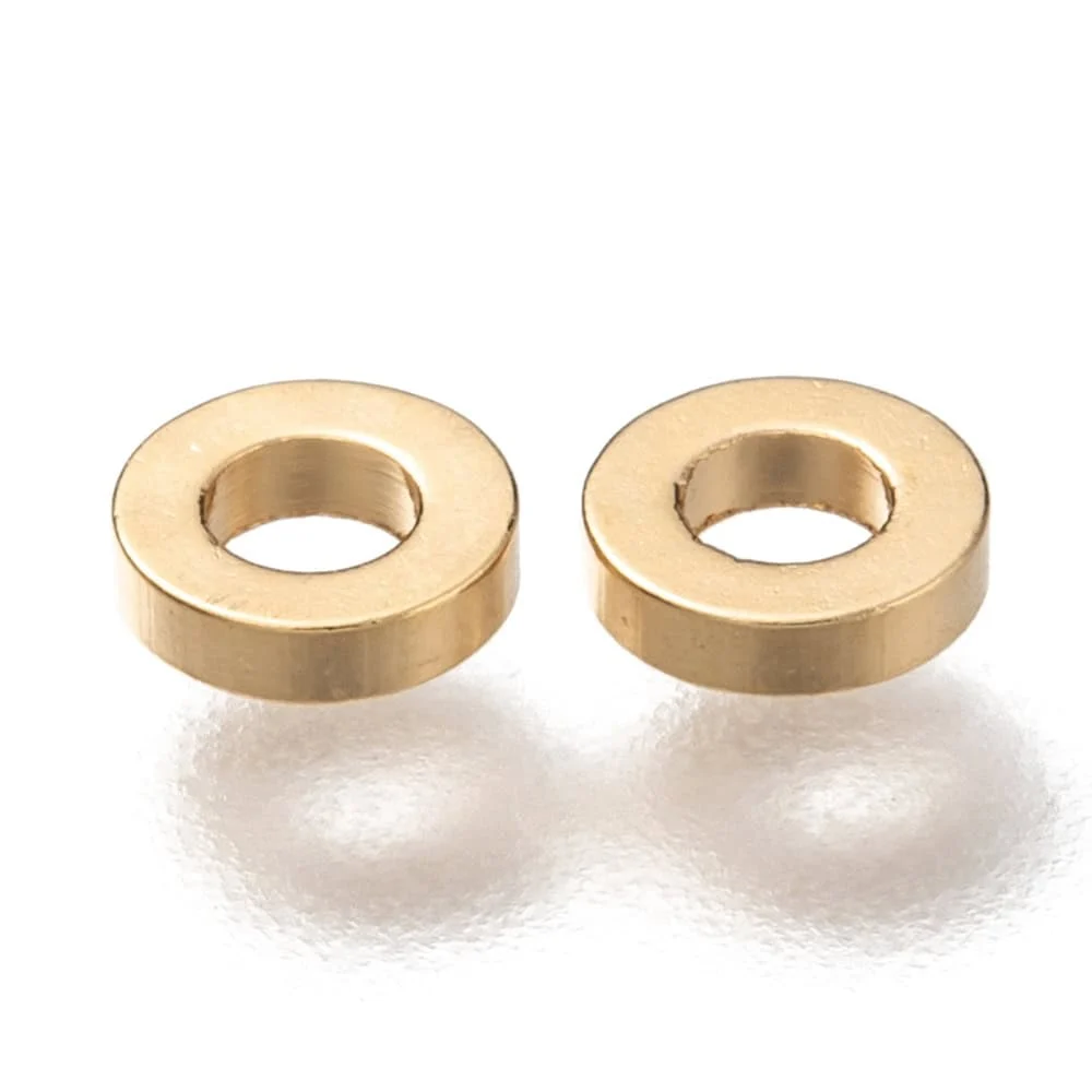 24K gold plated flat round spacer beads clean minimal rondelle brushed warm gold finish jewellery making Australia