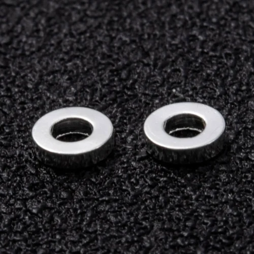 Flat round silver brass spacer beads bright polished finish solid brass core shown from top and side profile jewellery making Australia