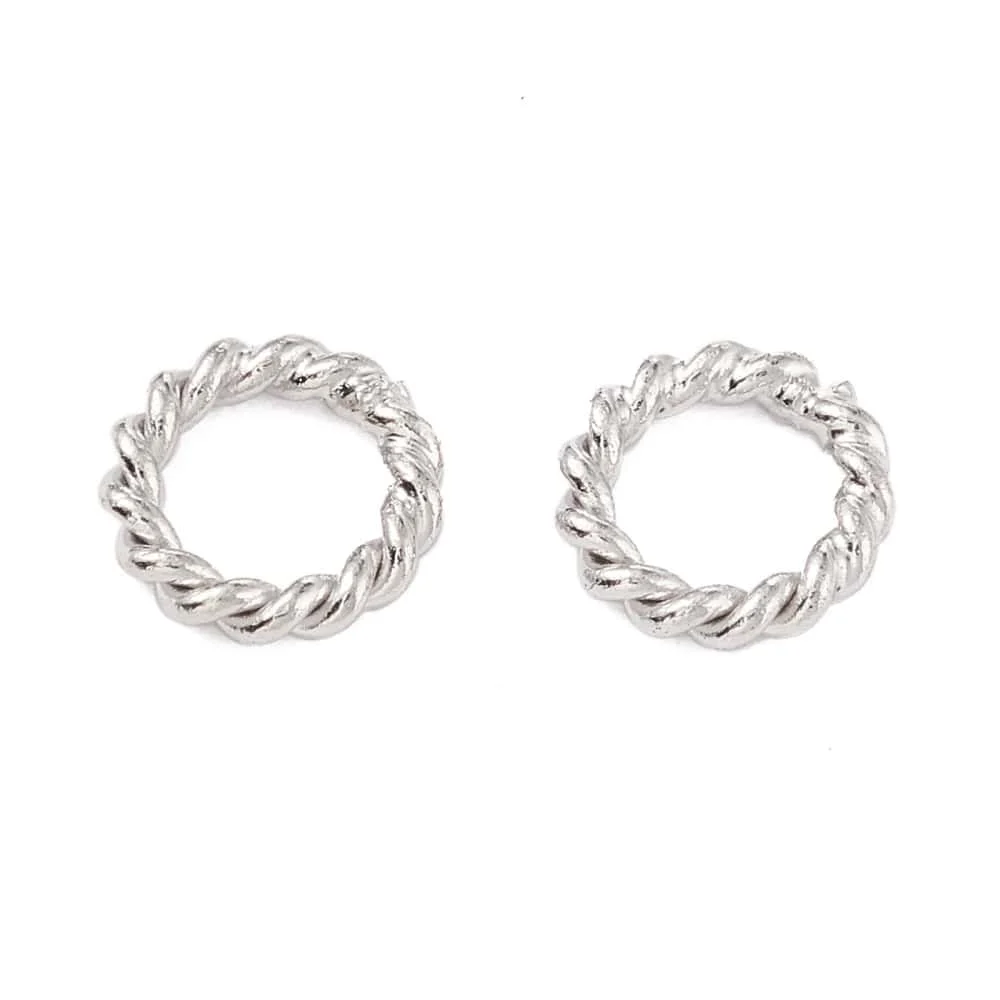 6mm twisted silver jump rings rope braid texture bright silver finish jewellery making findings Australia
