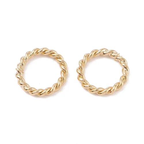 24K gold plated closed jump rings twisted rope braid pattern warm brilliant gold finish jewellery making Australia