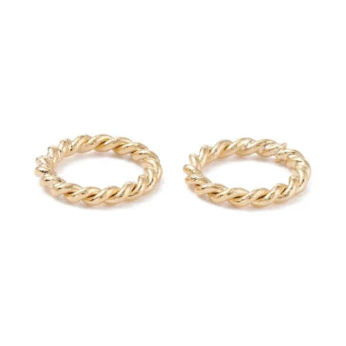 24K gold plated closed jump rings twisted rope braid pattern warm brilliant gold finish jewellery making Australia