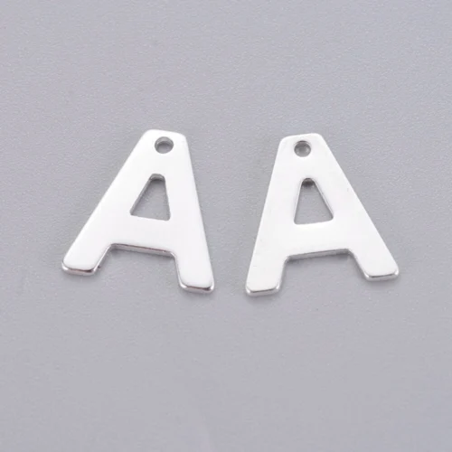 Silver letter A bead stainless steel polished mirror finish initial alphabet charm pendant jewellery making Australia