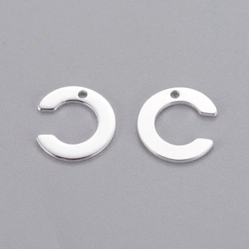Silver letter C bead stainless steel polished initial alphabet charm pendant jewellery making Australia