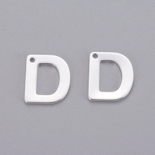 Silver letter D bead stainless steel polished finish personalised initial alphabet charm jewellery making Australia