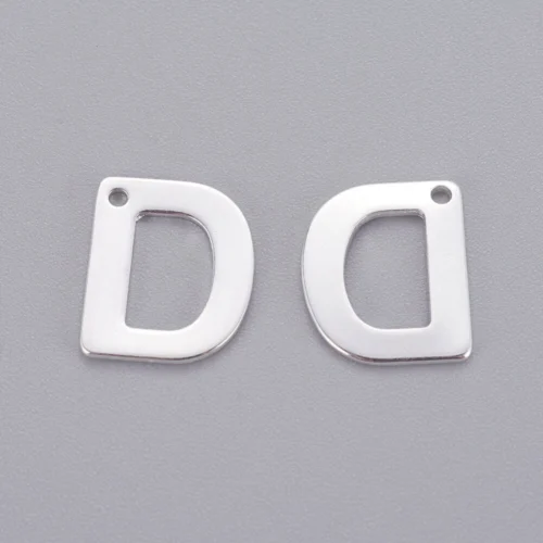 Silver letter D bead stainless steel polished finish personalised initial alphabet charm jewellery making Australia