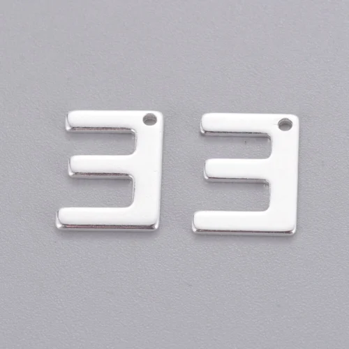 Silver letter E bead stainless steel polished silver initial alphabet charm pendant jewellery making Australia