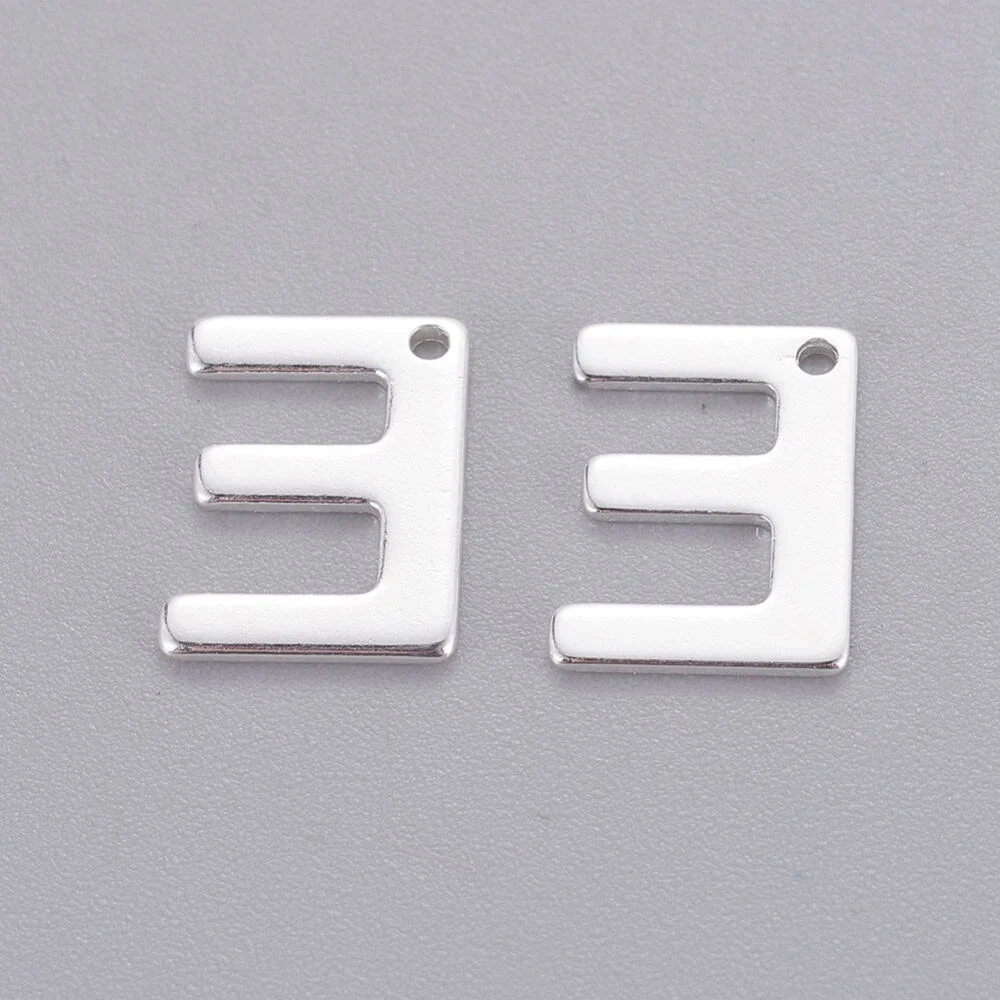 Silver letter E bead stainless steel polished silver initial alphabet charm pendant jewellery making Australia