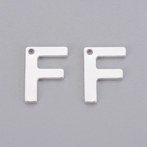 Silver letter F bead stainless steel polished finish initial alphabet charm family friendship jewellery Australia