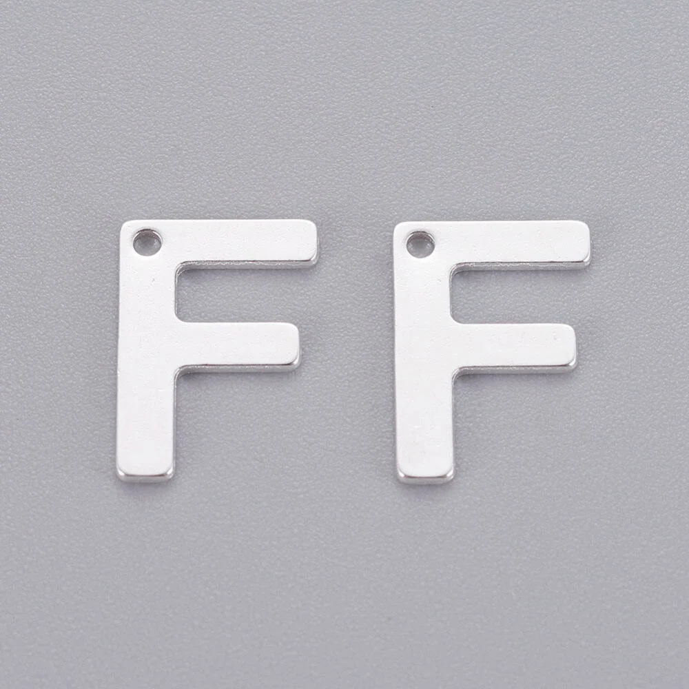 Silver letter F bead stainless steel polished finish initial alphabet charm family friendship jewellery Australia