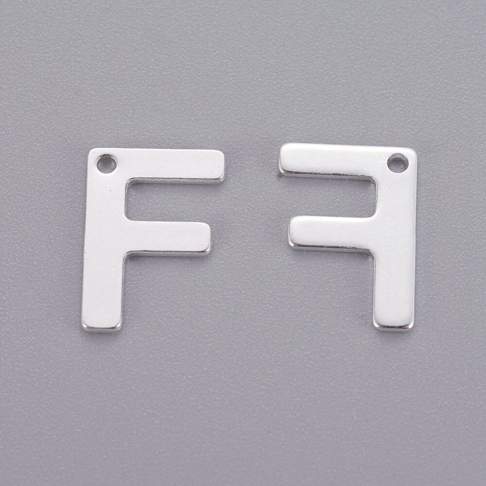 Silver letter F bead stainless steel polished finish initial alphabet charm family friendship jewellery Australia