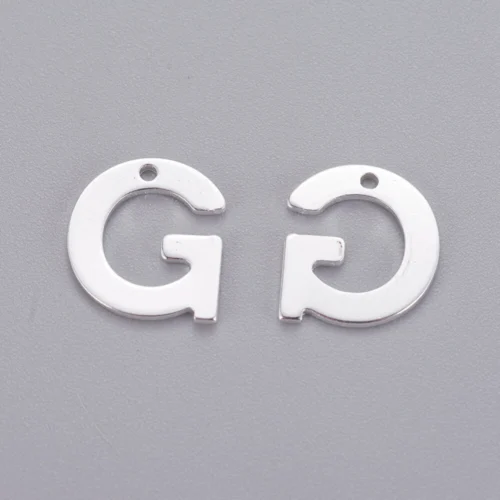 Silver letter G bead stainless steel polished initial alphabet charm graduation gift jewellery making Australia