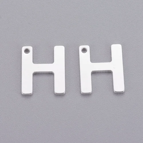 Silver letter H bead stainless steel polished finish initial alphabet charm heishi bracelet jewellery making Australia